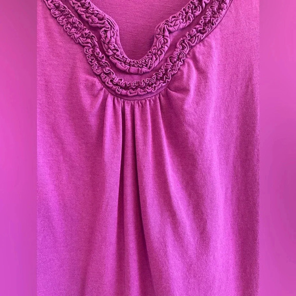 St. John’s Bay Magenta Women’s Size Petite Large Ruffled Neck Pleated Blouse - Picture 4 of 7